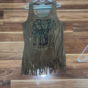 Fringed tank top with crochet back